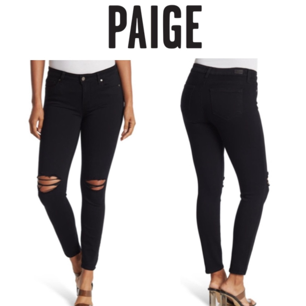 Preloved Paige Verdugo Ultra Skinny Distressed Jeans in Black Size 25